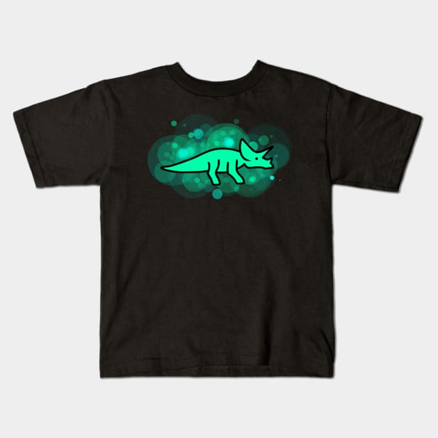 Turquoise Triceratops Rainbow Dinosaurs Series Kids T-Shirt by CelticDragoness